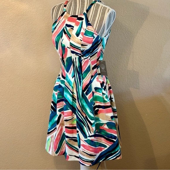 NWT Vince Camuto Dress Size 2 Abstract Watercolor Print Fit & Flare Scuba fabric - Picture 7 of 16
